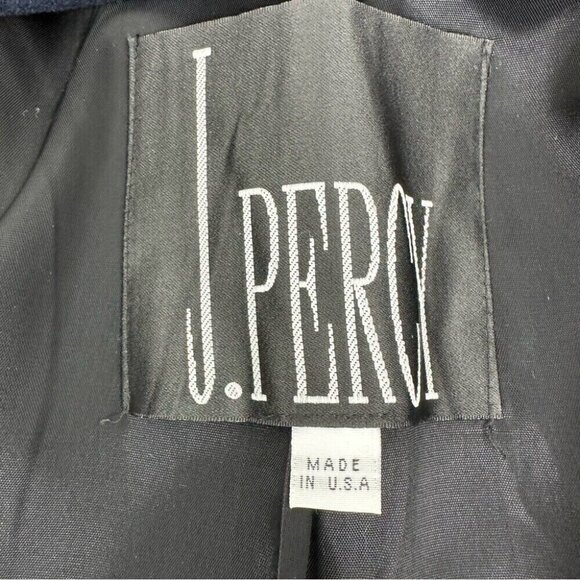J Percy Women’s Blue Merino Wool Vintage 90s Double Breasted Pea Coat‎ 14/C47 - Picture 8 of 13